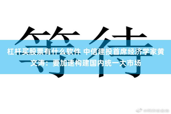 杠杆买股票有什么软件 中信建投首席经济学家黄文涛：要加速构建国内统一大市场